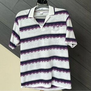 💥🍒Penguin Club Purple and White Striped Polo Shirt VTG‎ 💥🍒